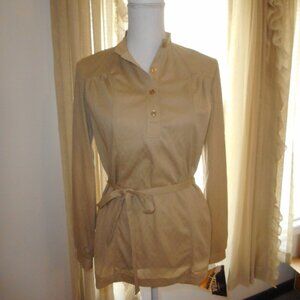 Vintage 70s Jane Colby Original Long Sleeve Shirt Mod Beige Size 7/8 nwt